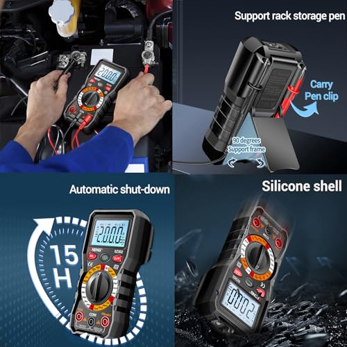 ANENG Multimeter with Case,Volt Amp Meter with Backlit LCD,NCV,Flashlight - color: Rubberized Black