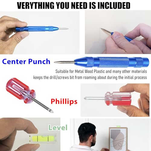 Picture Hanging Tool Kit with Ink Markers for Keyhole and Sawtooth Hangers