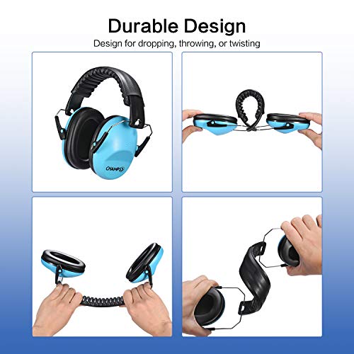 Champs Ear Muffs for Noise Reduction Earmuff Noise Protection Reduction Headphones for Toddlers Kid Children Teen NRR 25dB Safety Hearing Ear Muff Air Shows, Concerts, Firework, Study [Blue] - color: Blue