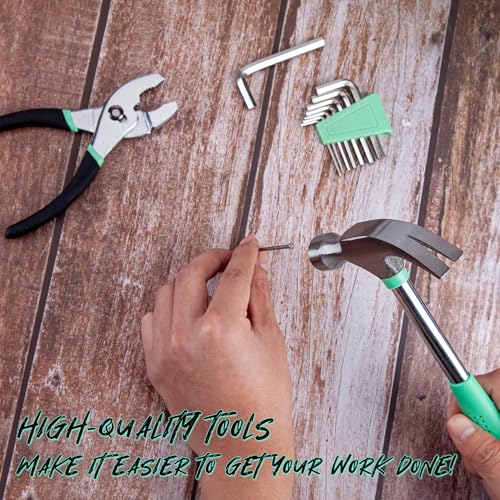CARTMAN 39-Piece Household Tool Set, Green Hand Kit With Storage Case - color: Green