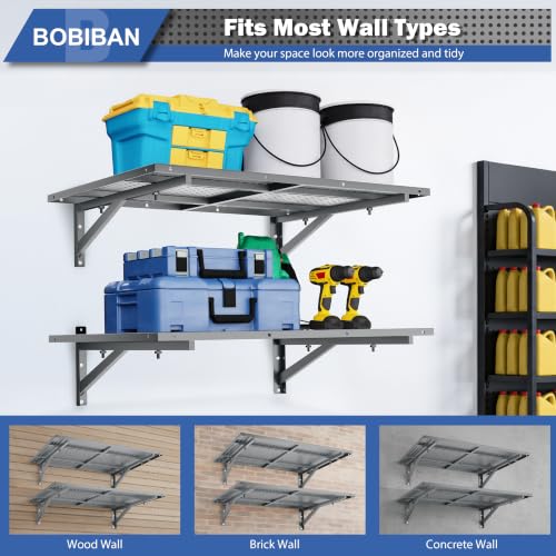 4 Pack Garage Wall Shelving Heavy Duty 2x3ft, Gray - color: Grey, size: 2X3ft-4pack