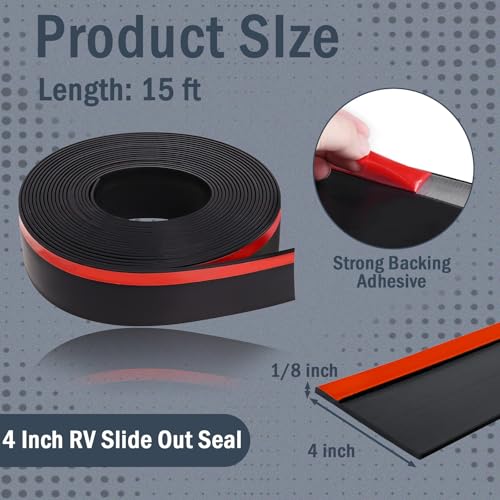 4 Inch RV Slide Out Seal, Rubber Weather Stripping Wiper (15Ft) - color: 4", size: 15 Feet