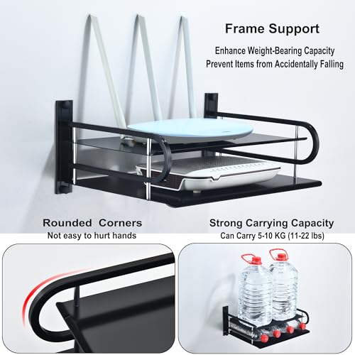 HNVNER 2-Tier Media Wall Shelf for Modem Cable Box, Metal, 9.8x8.3 Inch - color: 2 Layers-small-1pcs