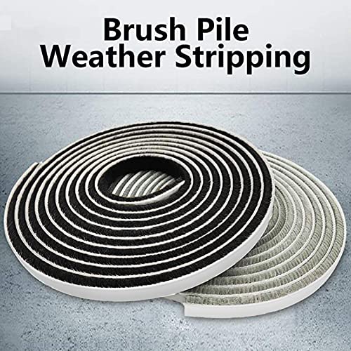 Weather Stripping for Door,Self Adhesive Brush Window Seal Strip for House Windows Weatherproof Soundproof Dustproof 16.8 FT Length Black - color: Black, size: 0.35*0.35 inch-16.8FT
