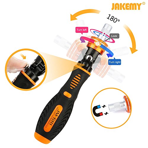 Precision Ratchet Screwdriver Set, JAKEMY 69 in 1 Household Screwdriver Home Repair Tool Kit, Disassemble Magnetic Rotating Ratchet Screwdriver Kit for Furniture/Car/Computer/Electronics Maintenance - color: 6111 - 69 in 1