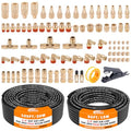 CheeMuii 86 Pcs Brass DOT Air Line Fittings with 1/4" & 3/8" DOT Air Hoses - size: 2ROLL-90PCS