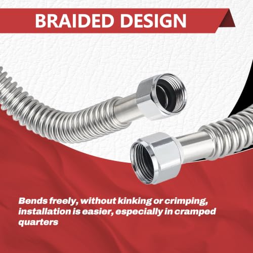 2piece EFIELD Flexible SS Corrugated Hose Connector,1" FIP x18"Length - size: 18"L(1" FIP)