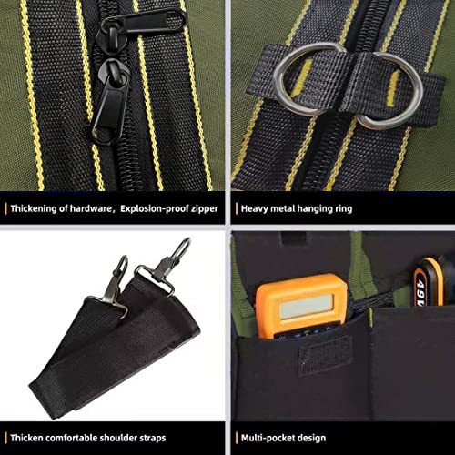 FASTECH 20-inch Wide Mouth Tool Bag with Water Proof Molded Base, Wide Mouth Tool Tote Bag, Waterproof Tool Organizer Bag for Men with Adjustable Shoulder Strap(No Bottom Shell) - size: 20 inch-Black-No Bottom Shell