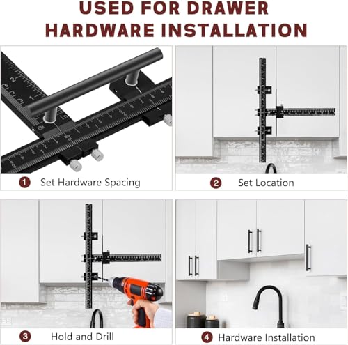 Cabinet Hardware Jig,Aluminum Alloy Cabinet Handle Template Tool-Cabinet Jig for Fast and Accurate Installation of Handles and Pulls (Black-Box) - color: BLACK-BOX