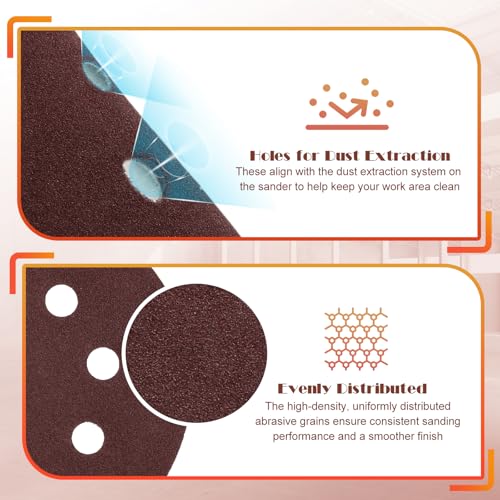 Sanding Discs Set, Jamiikury 5 Inch Orbital Sander Sandpaper Hook and Loop Sanding Pads Round Sand Paper - 60/120/240/400/600/800/1000/1200/1500/2000 Grit, Pack of 100