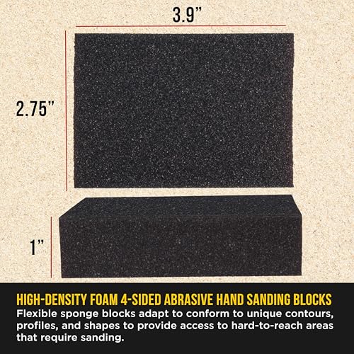 Dura-Gold 60 Grit 4-Sided Hand Sanding Block Sponges, 3.9" x 2.75" x 1" - style: 60 Grit