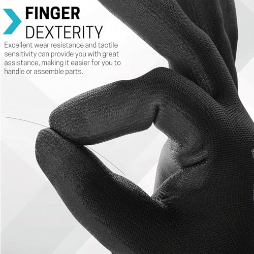 FURWEY Work Gloves, 16/32Pairs Nitrile, Seamless Nylon Knit - color: Black, size: Large
