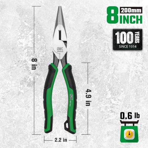 SK 8-Inch Needle Nose Pliers, Long Nose Pliers, Twill Teeth & Nali Holder - style: 8in Long Nose Pliers