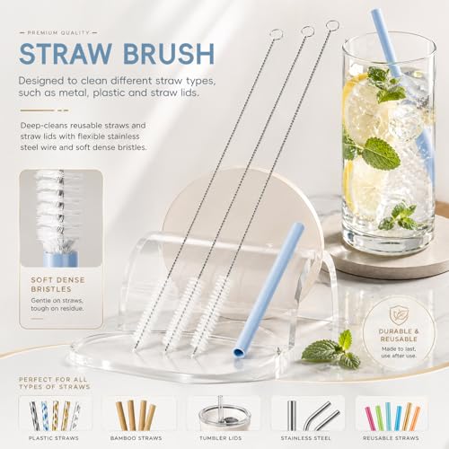 6 Pack Cup Lid Cleaning Brush Set with 3 Straws, Multifunctional Bottle Brush, Cup Lid Gap Cleaner, Durable Bristle Crevice Cleaning Brush,Flat End Brushes - color: Multicolor+ Extra Brush