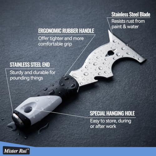 Mister Rui 10-in-1 Putty Knife, MultiUse Paint Scraper Tool, Hammer End