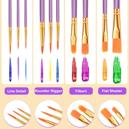 ESRICH 100PCS Pink Paint Brushes, Paint Brush for Acrylic Painting - color: Purple, size: 100