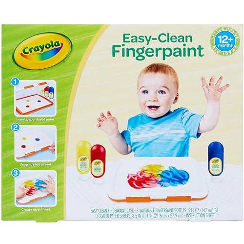 Crayola Mess Free Finger Painting Station – Washable Finger Paint for Toddlers, Spring Arts & Crafts Set, Sensory Activity, Travel Toy, Ages 1+ - size: 1 Count (Pack of 1), style: Fingerpaints