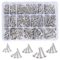 542PCS #4#6#8#10#12 Phillips Flat Head Screw Set Stainless Steel Wood Screws Assortment Kit, Assorted Sheet Metal Self Tapping Screws, 18-8(304) Stainless Steel (Flat Silver) - style: flat silver