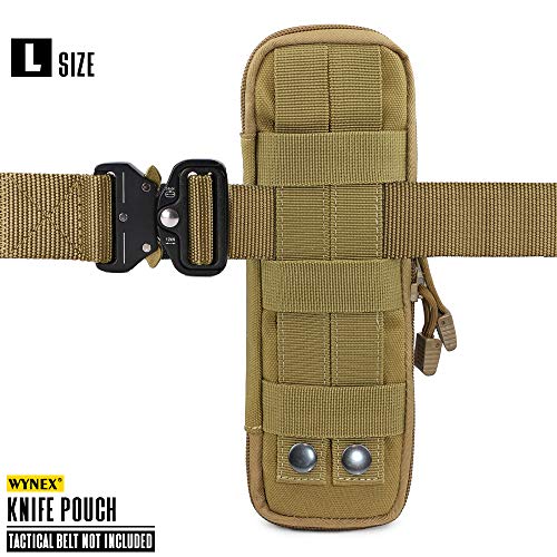 WYNEX Tactical Small Molle Pouch Nylon Knife Sheath for Belt Hunting Gear - color: Kahki - Large