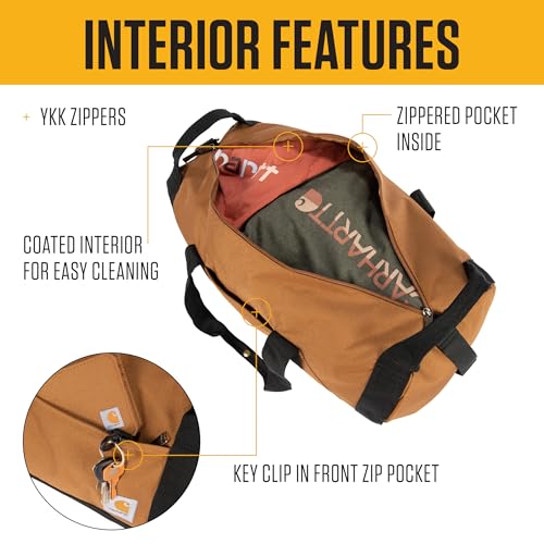 Carhartt Classic Round Duffel with Utility Pouch, Heavy-Duty, Water-Resistant Packable Gear Bag for Jobsite, Gym, and Travel - color: Black, style: 40l