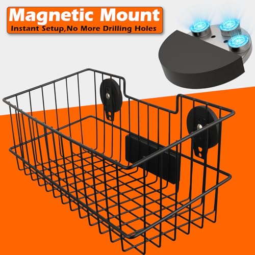 MUTUACTOR Heavy Duty Magnetic Basket,2PCS Solid Metal Magnet Storage Shelves for Fridge,Extra Large Magnetic Tool Holder for Organizing Kitchen Laundry Closet Garage RV - style: 2 PCS Heavy Duty Metal Wire Baskets