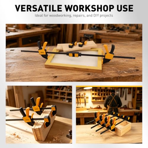 6-Pack Wood Clamps for Woodworking, 4-Piece 12" Bar Clamps with 2-Piece Clamp Connectors, Quick-Release Wood Clamps with 150 LBS Load Limit, Trigger Clamp Set for Woodworking DIY Projects - style: 4-Piece 12" 150lbs with clamp connector