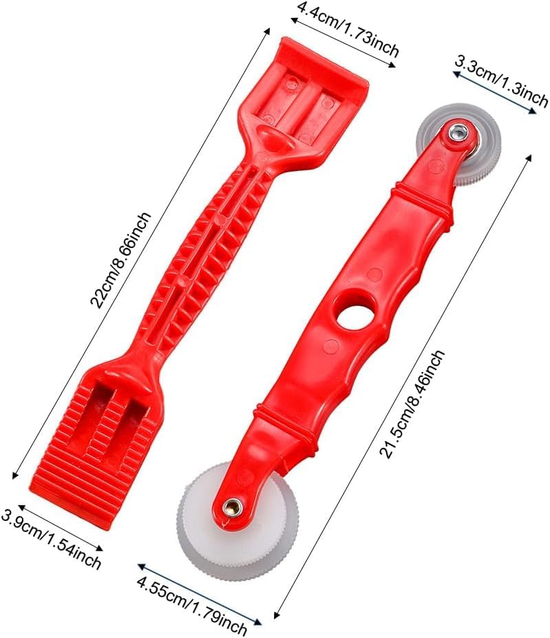 2-Pack Red Rubber Seal Install Tool Kit – Includes Screen Roller & Glazing Shovel, Weather Stripping Roller Set for Car Door, Windshield, Boat, RV, Window Screen & Door Seam Repair