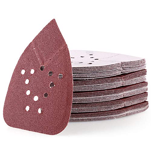 80 Grit Sanding Pads for Black and Decker Mouse Sanders, 50PCS Hook and Loop Sandpaper Sheets - LotFancy 12 Holes Detail Palm Sander Sand Paper - size: 80 Grit