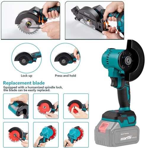4-Inch Cordless Mini Circular Saw & Angle Grinder, Brushless 3-Speed Tool for Makita 18V Battery