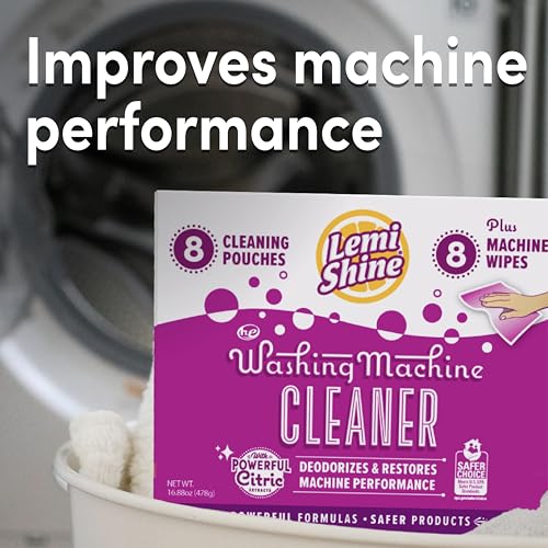 Lemi Shine Washing Machine Cleaner - Hard Water Citric Acid Cleaning Powder - Includes Machine Cleaning Wipes - 16.88 oz (24 Pack) - size: 16.88 Ounce (Pack of 3)