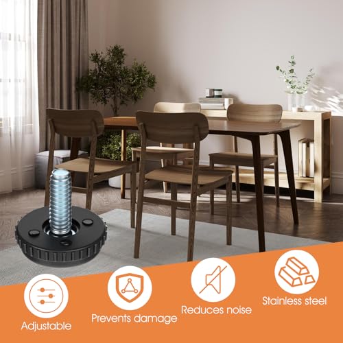 100 Pcs 1/4-20 Stainless Steel Adjustable Furniture Levelers Screw in Threaded Leveling Feet for Furniture Glide Leveling for Table Chair Cabinet Legs
