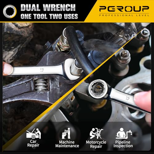 17mm Metric Combination Wrench, CR-V Steel with Mirror Polish, 12-Point Design, 15-Degree Offset, Perfect for Auto Repair, Household, Car & Truck Emergency - size: 17mm