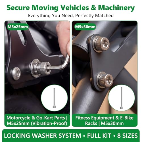 307 Pcs M5 Hex Socket Cap Screws Nuts Flat Washers Kit, 304 SS - size: SS M5 307pcs 3