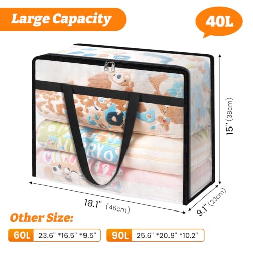 BlissTotes Moving Bags 40L 4PCS, Clear Clothes Storage Under Bed Storage - size: 40L