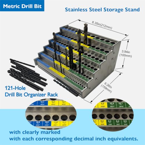 121-Hole Metric Drill Bit Organizer,Professional Drill Bit Index System - style: Metric Drill Bit