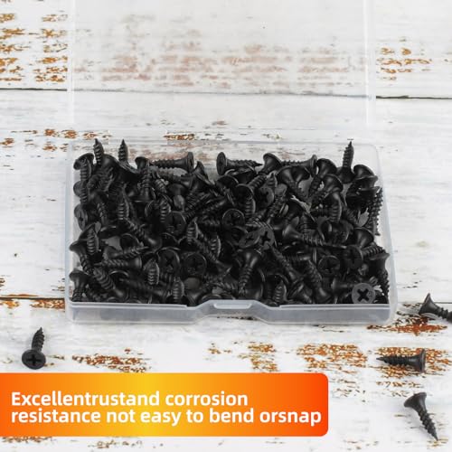 Black Wood Screws 163PCS #6x1/2 Flat Head Self-Tapping - color: Black 163 pcs