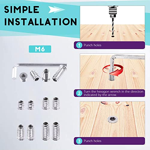 Swpeet 50Pcs 1/4" - 20 x 15mm Carbon Steel White Zinc Plated Carbon Furniture Screw in Nut Threaded Wood Inserts Threaded Inserts Bolt Fastener Connector Hex Socket (1/4" - 20 x 15mm) - size: 1/4" - 20 x 15mm