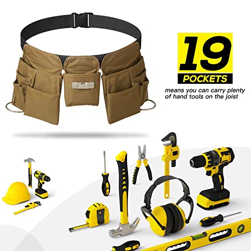 19 Pocket Tool Belts - Gardening Belt with Quick Release Buckle,Adjustable Utility Belt,Work Apron for Men and Women,for Gardening,Electrician,Carpenter,Construction Tool Belt,Gifts (Purple)
