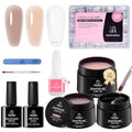 Beetles Hard Gel Clear Nude Brown, Bare Veil with Medium Square Nail Tips - color: Clear Nude Brown Bare Veil with Medium Square Nail Tips 3 x 30 g