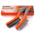 MAXMAN Wire Brush 2Pcs, 10" Stainless & Carbon Steel Bristles, Rust Remover