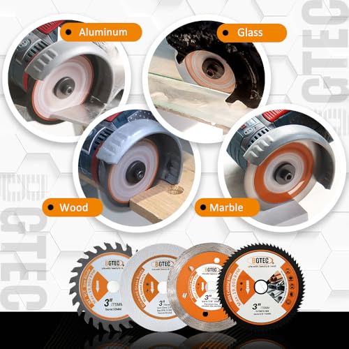 BGTEC Circular Saw Blade - 4PCS 3" Cutting Dics Arbor 3/8" for Wood Plastic Glass Tile Metal Steel - style: TCT+Glass+Tile+Metal