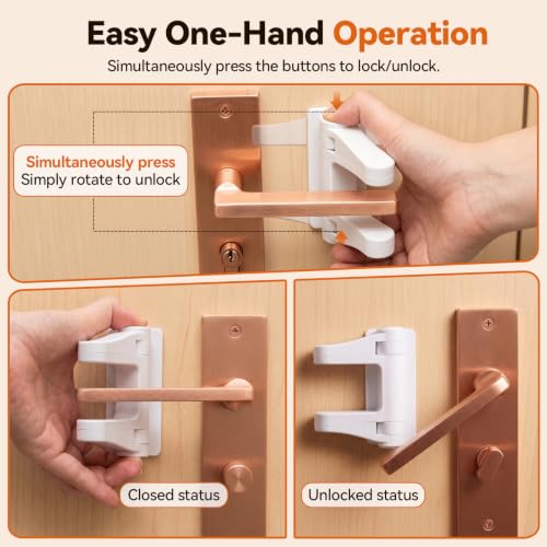2 Pack Door Locks for Kids Safety, Childproof Door Lever Lock