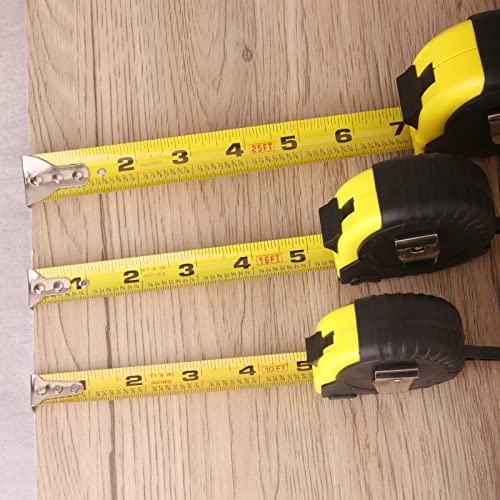 3 PackTape Measure,Easy Read Measuring Tape Retractable with Fractions 1/8, Measurement Tape - color: Yellow 1