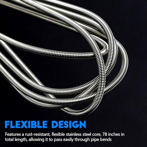 2PCS Flexible Long Drain Brush, 78 Inch Nylon Stainless Steel Tube Cleaning Brush, Slim Long Hose Pipe Cleaning Tool for Auto Sunroof Drain Hole, Car Fridge, Kitchen Sink (Double End-Blue) - color: Double End-blue