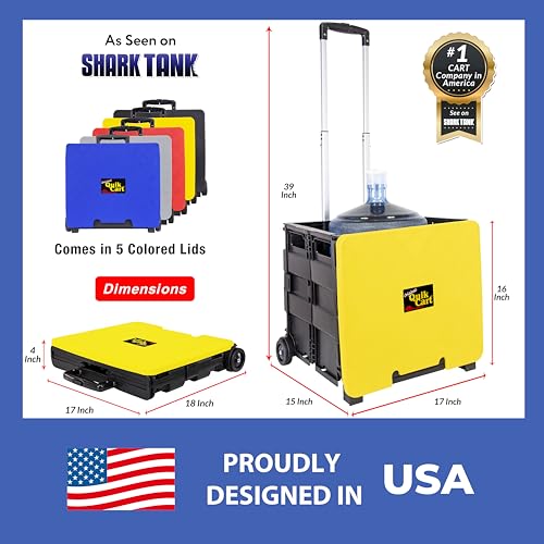 dbest Products Quik Cart Standard Collapsible Rolling Crate - Yellow Lid - color: Yellow, style: Standard
