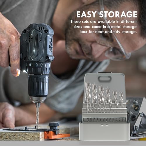 25Pcs (1mm - 13mm) Metric Brad Point Wood Drill Bit Set - size: Round Shank (0.039"-0.512") - 25pcs