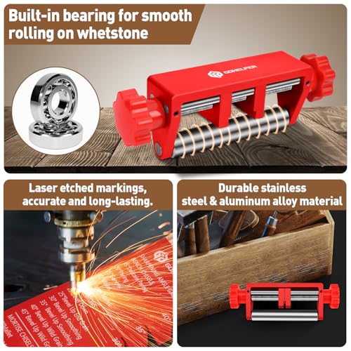 Chisel Sharpening Jig, Wood Honing Guide for Chisels and Planes Width 0.1" to 2.8" with Sharpening Angle Fixture, Angle Gauge from 10° to 45°(With 1 Sharpening Stone) - style: with 1 Sharpening Stone