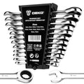 DEKOPRO 12-Piece Ratcheting Wrench Set 8-19mm Metric Standard, Fixed Head Combination Wrenches Set with Rack Organizer, Cr-V Steel, 12 Point 72 Teeth - size: Metric-12 pcs
