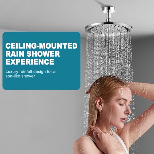 BRIGHT SHOWERS Shower Arm with Flange for Rainfall Shower Head, 3 Inch Ceiling Mount Straight Arm, Replacement Extension Pipe, Heavy-Duty Stainless Steel, Rust-Resistant, 1/2" NPT, Chrome - color: Chrome, style: 3 Inch