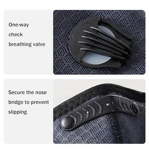 KISSOURBABY Cycling Mask with Eye Shield Reusable Mesh Cover with Breathing Valve for Wind Dust Splashes Black - color: Black